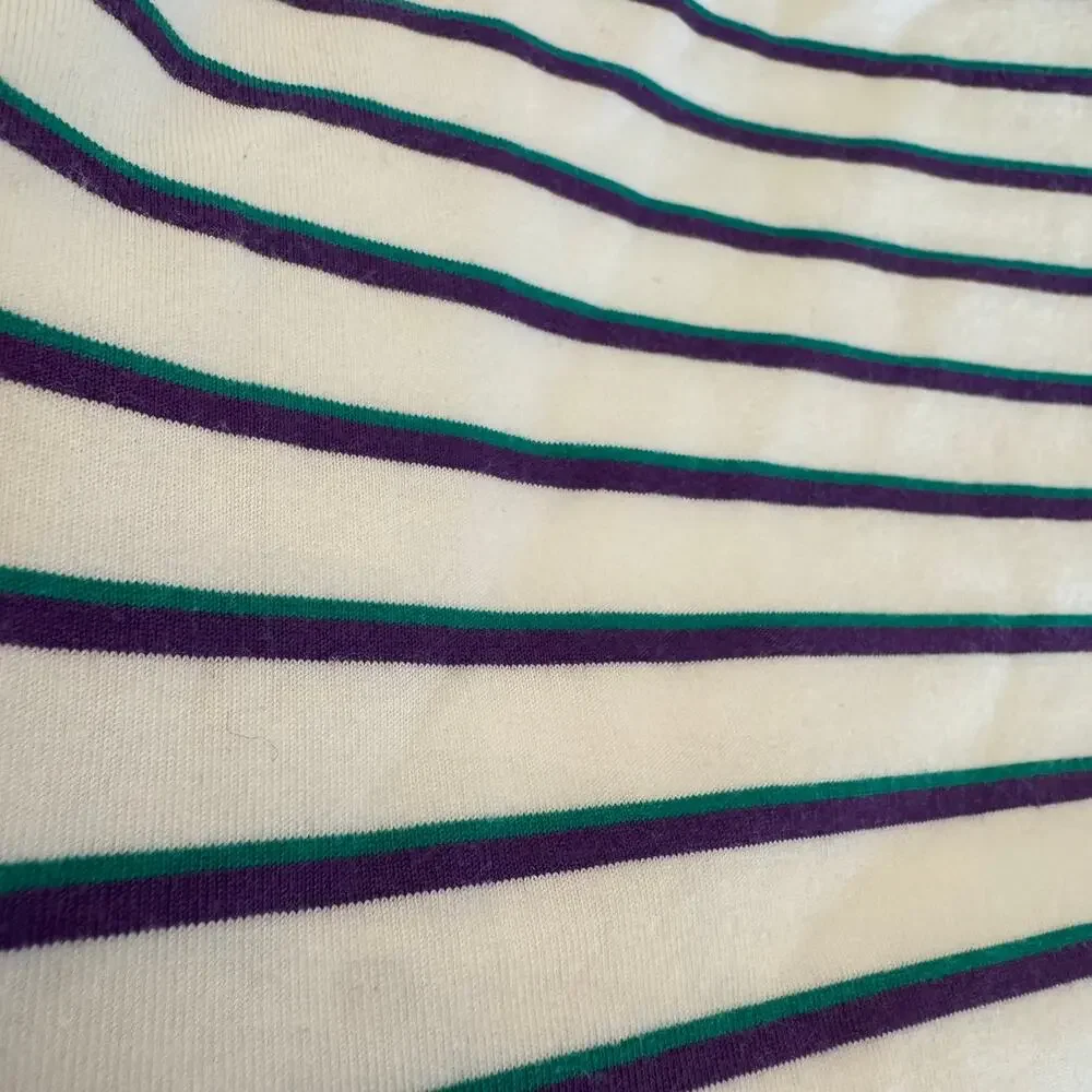Polo Golf Ralph Lauren Performance White Purple Green Stripe Polo XL Big Pony